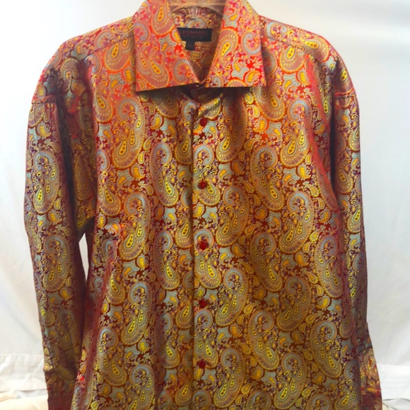 Leonardi Italy Mens Paisley Dress Shirt Size XXL - Picture 1 of 7